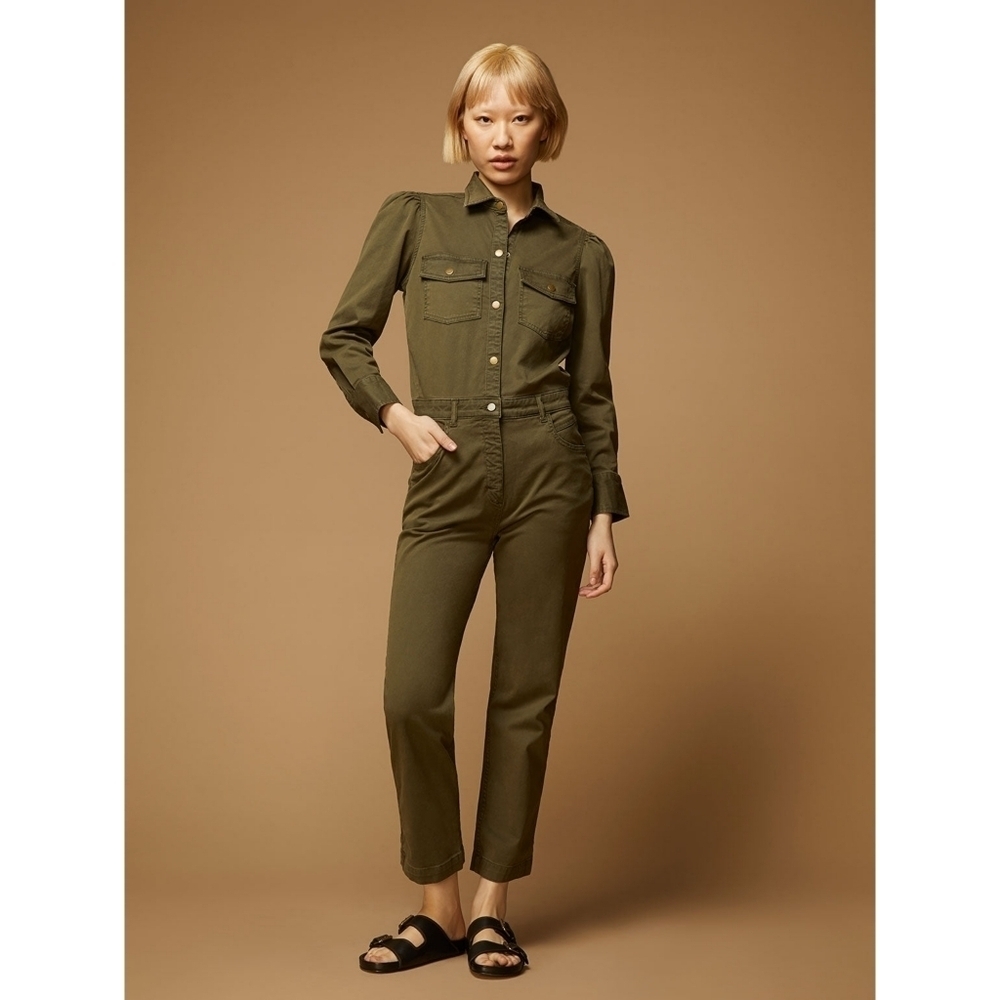 DL1961 // ltd ed freja olive long sleeved full front zip straight leg jumpsuit